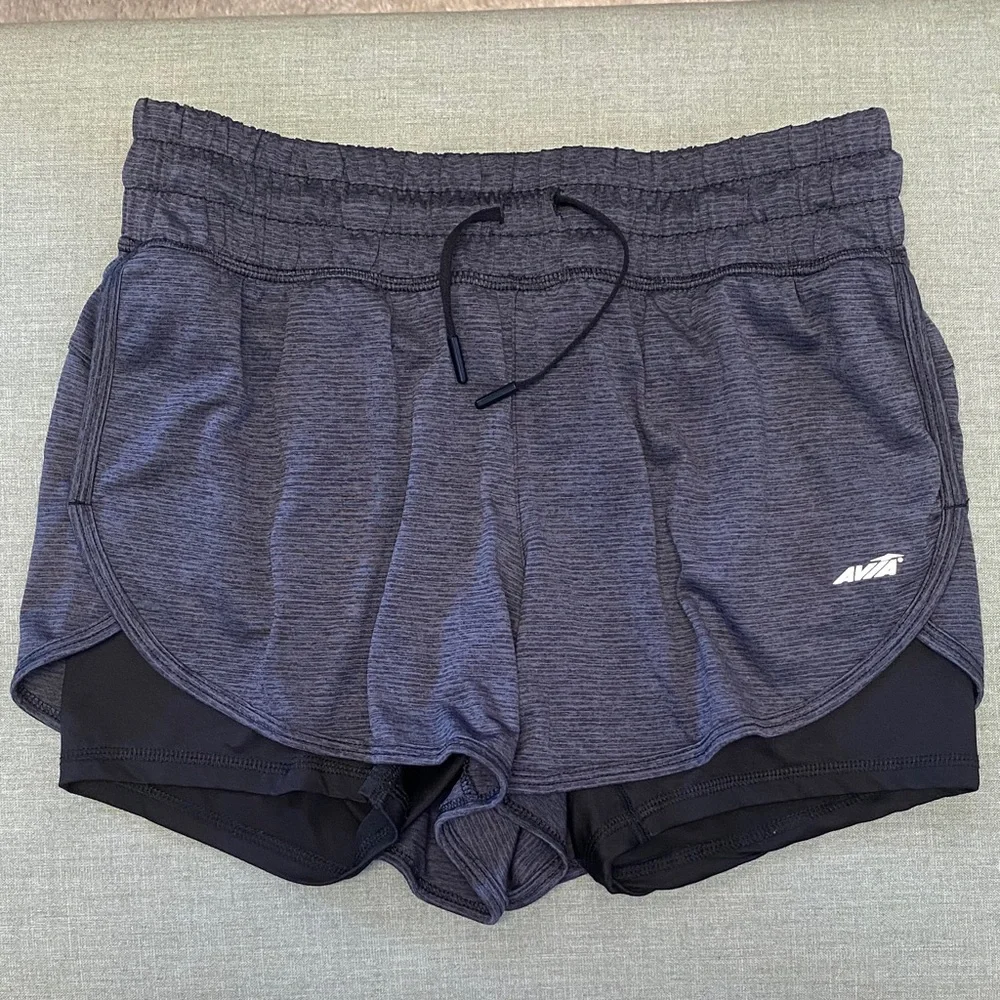 Avia Heather Charcoal Double-Layer Athletic Shorts - Picture 2 of 5